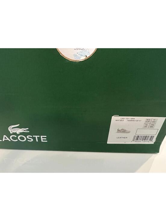 Lacoste L001 123 7 Mens Leather Low Top Sneaker In White Black Size US 11 - Picture 5 of 9